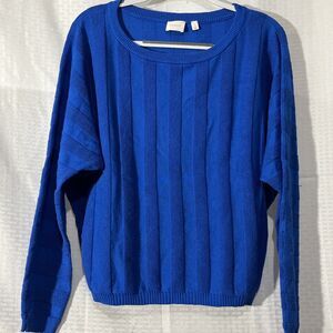 Cyrus Ribbed Royal Blue Sweater Womens L Winter Colorful  Round Neck